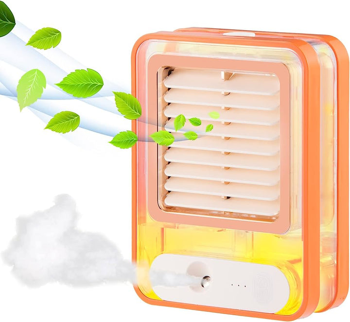 Portable Transparent Crystal Humidifying  Air Cooler Usb Charge Cooling Fan