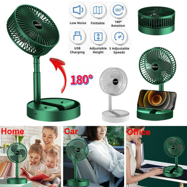 Portable Rechargeable Telescopic Folding Fan | Usb Foldable | Table Desk Fan